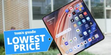 OnePlus Open with a lowest price badge superimposed