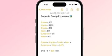 Math Notes on an iPhone running iOS 18