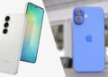 A leaks-based render of the Samsung Galaxy S25 vs. the iPhone 16 in Ultramarine
